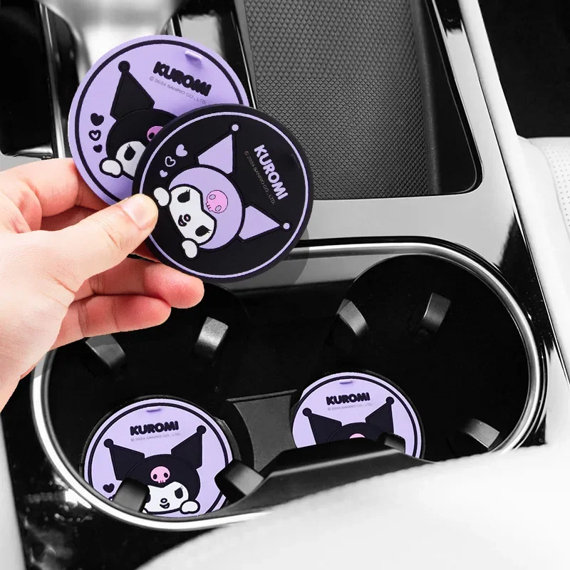 Kawaii Tech Accessories - 2 ชิ้น ซานริโอ คุโรมิ ที่รองแก้วในรถยนต์ ลายการ์ตูนอนิเมะน่ารัก