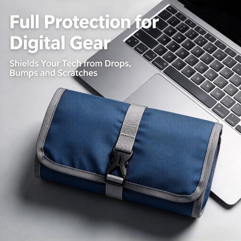 Tech Accessories Travel Organizer Pouch - กระเป๋าจัดระเบียบสายเคเบิลความจุขนาดใหญ่ กระเป๋าเก็บอุปกรณ์อิเล็กทรอนิกส์สำหรับเดินทาง สำหรับสายชาร์จ USB หูฟัง กระเป๋าใส่อุปกรณ์เทคโนโลยีแบบพกพา