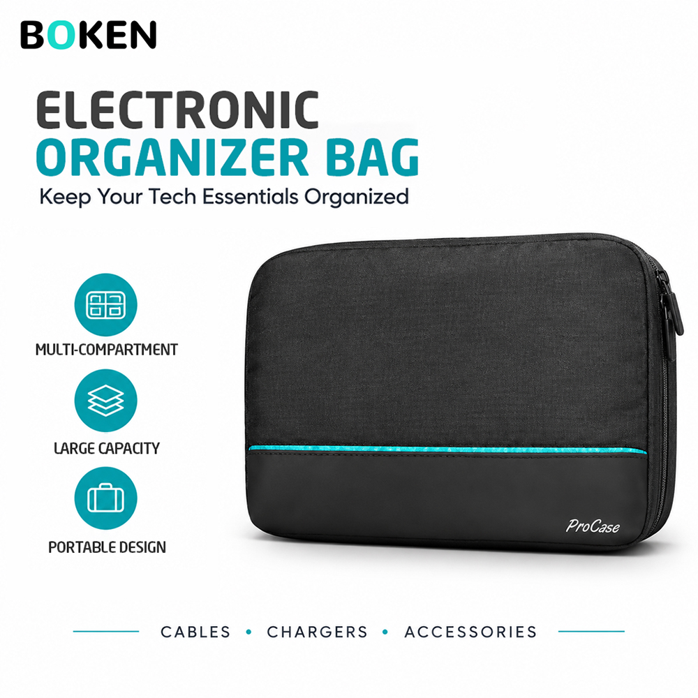Tech Accessories Travel Organizer Pouch - กระเป๋าจัดระเบียบอุปกรณ์อิเล็กทรอนิกส์สำหรับเดินทาง กระเป๋าเก็บอุปกรณ์เสริมแบบพกพา สำหรับที่ชาร์จ สาย USB อะแดปเตอร์