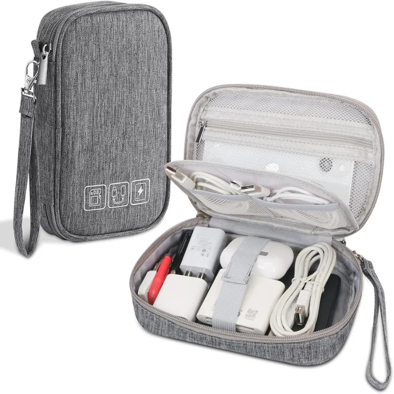 Tech Accessories Case - กระเป๋าเก็บสายเคเบิลอเนกประสงค์ อุปกรณ์จัดระเบียบอิเล็กทรอนิกส์ สายชาร์จดิจิตอล กระเป๋าใส่สาย USB อุปกรณ์เสริมสำหรับการเดินทางแบบพกพา