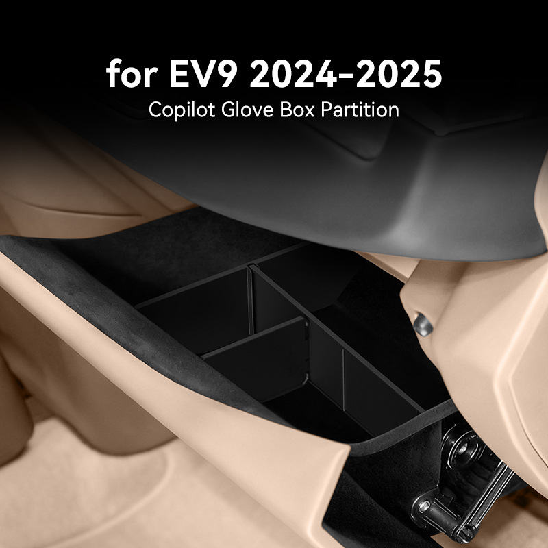 Tech Car Accessories - ตัวแบ่งช่องเก็บของในกล่องเก็บของสำหรับ Kia EV9 2024-2025 ถาดเก็บของคอนโซลกลางพร้อมแผ่นกันลื่น อุปกรณ์ตกแต่งภายในรถยนต์